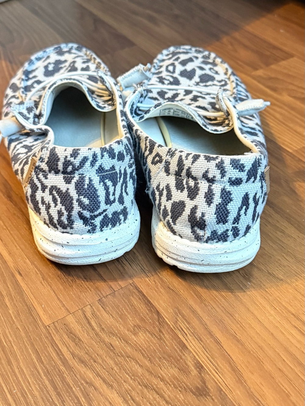 Hey Dude Women's Leopard Print Slip-On Flats - Gray & White - Picture 8 of 8